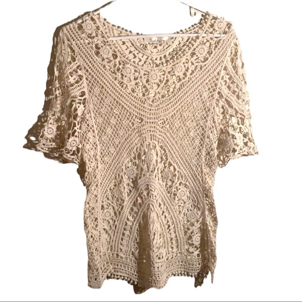 Vintage Crochet Boho Cottagecore Tee Size L